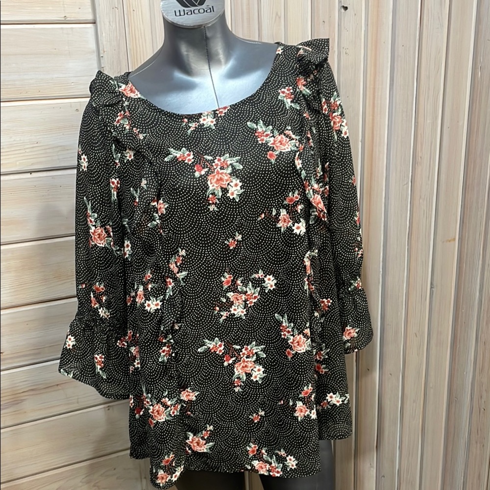 Floral Black Top